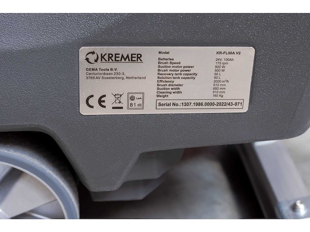 Kremer - 2025 - kr-fl50a - schrob-zuigmachine - afbeelding 7 van  17