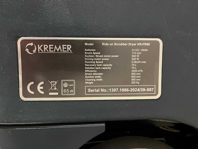 Kremer kr-fr70 zelfrijdende vloerschrobmachine - afbeelding 16 van  20