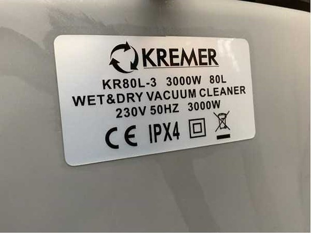 Kremer kr80l-3 industriële stofzuiger - afbeelding 4 van  4