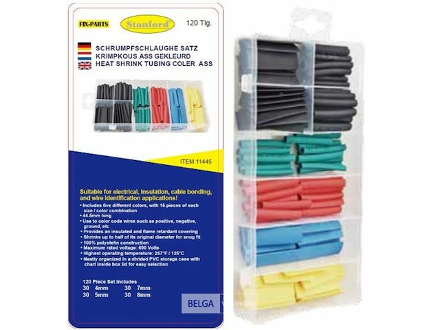 Krimpkousen120delige set gekleurde krimpkousen -draadisolatie van 1 tot 600volt - afbeelding 1 van  3