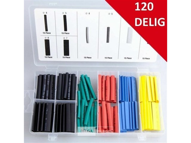 Krimpkousen120delige set gekleurde krimpkousen -draadisolatie van 1 tot 600volt - afbeelding 2 van  3