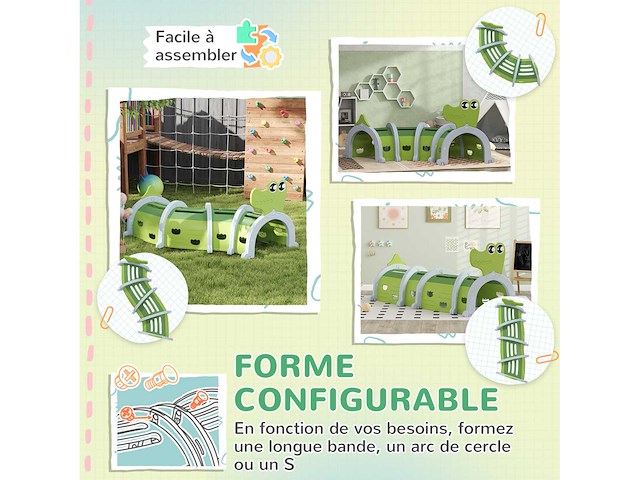 Krokodilvormige kindertunnel, modulair - afbeelding 6 van  6