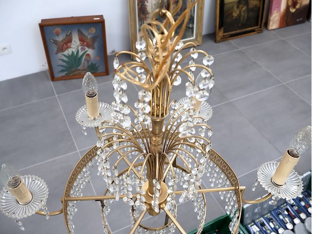 Kroonluchter met geslepen glas - afbeelding 4 van  5