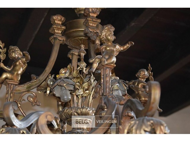 Kroonluster met flora deco - afbeelding 5 van  6