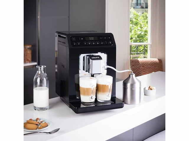 Krups bonen-op-kopje koffiemachine met roestvrijstalen melkkan, 2 kopjes tegelijk - afbeelding 1 van  8