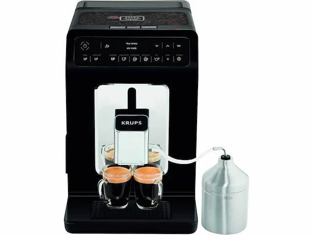 Krups bonen-op-kopje koffiemachine met roestvrijstalen melkkan, 2 kopjes tegelijk - afbeelding 3 van  8
