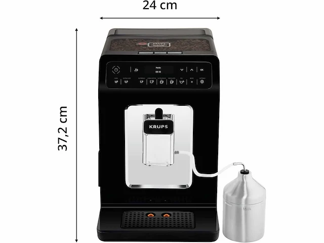Krups bonen-op-kopje koffiemachine met roestvrijstalen melkkan, 2 kopjes tegelijk - afbeelding 6 van  8