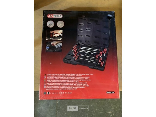 Ks tools t-greep stiftsleutelset binnenzeskant 9-dlg - afbeelding 2 van  3