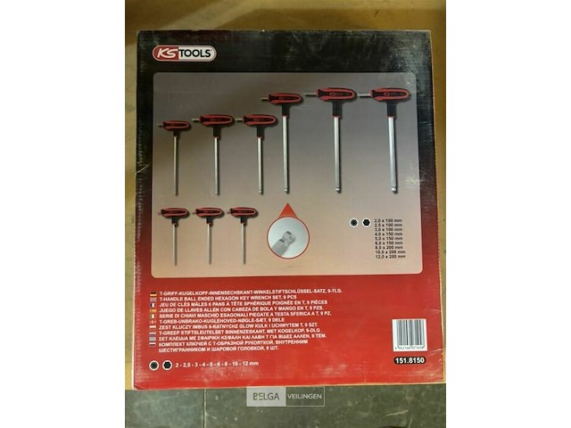 Ks tools t-greep stiftsleutelset binnenzeskant 9-dlg - afbeelding 3 van  3