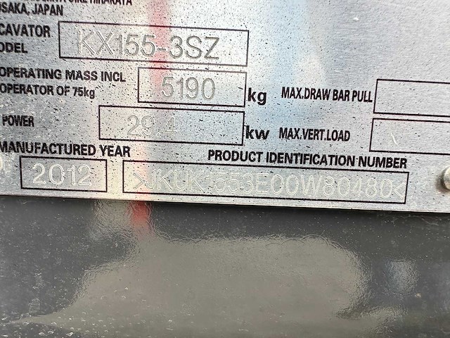 Kubota - 2012 - kx155-3sz - midigraafmachine - afbeelding 36 van  41