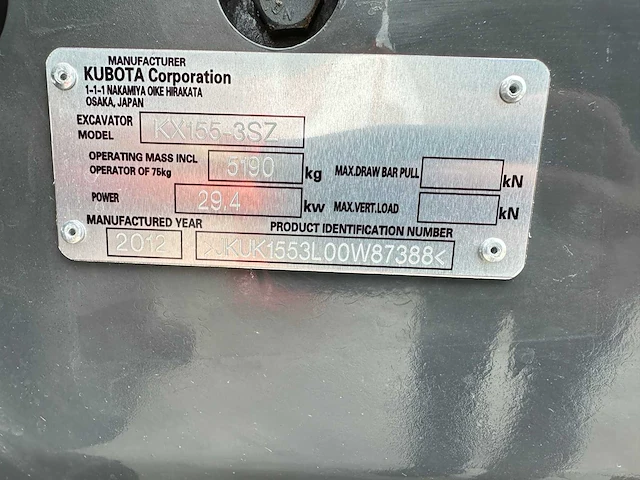 Kubota - 2012 - kx155-3sz - midigraafmachine - afbeelding 36 van  41