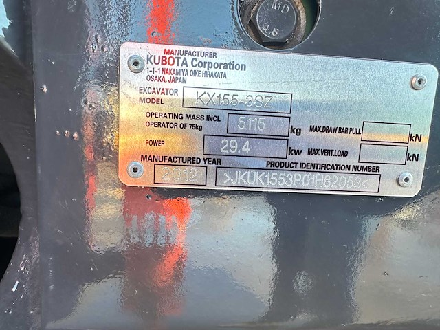 Kubota - 2012 - kx155-3sz - midigraafmachine - afbeelding 32 van  38