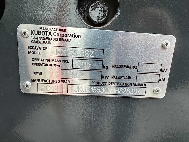 Kubota - 2012 - kx155-3sz - midigraafmachine - afbeelding 33 van  38