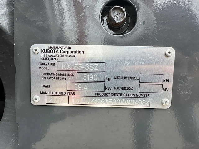 Kubota - 2012 - kx155-3sz - midigraafmachine - afbeelding 36 van  41