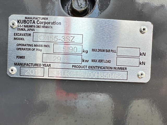 Kubota - 2012 - kx155-3sz - midigraafmachine - afbeelding 33 van  39