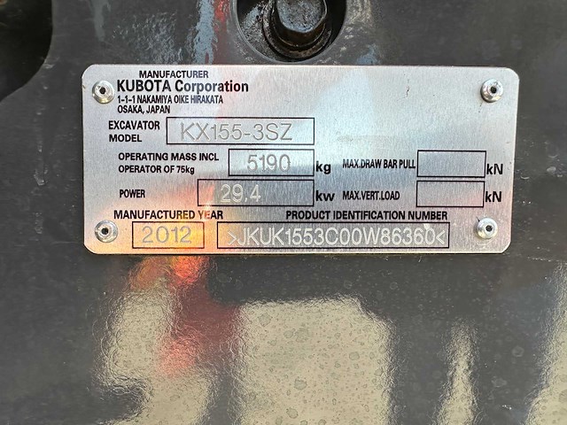 Kubota - 2012 - kx155-3sz - midigraafmachine - afbeelding 18 van  23