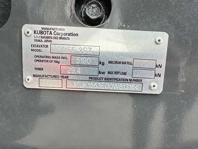 Kubota - 2012 - kx155-3sz - midigraafmachine - afbeelding 30 van  30