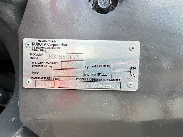 Kubota - 2012 - kx155-3sz - midigraafmachine - afbeelding 37 van  42