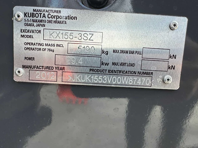 Kubota - 2012 - kx155-3sz - midigraafmachine - afbeelding 31 van  41