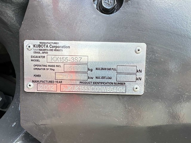 Kubota - 2012 - kx155-3sz - midigraafmachine - afbeelding 37 van  42