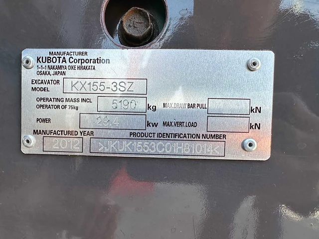 Kubota - 2012 - kx155-3sz - midigraafmachine - afbeelding 36 van  41