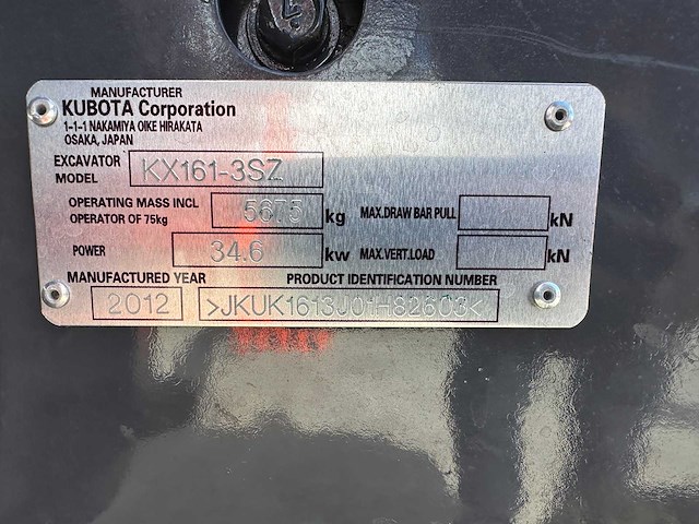 Kubota - 2012 - kx161-3sz - midigraafmachine - afbeelding 17 van  21