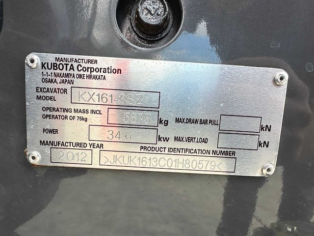 Kubota - 2012 - kx161-3sz - midigraafmachine - afbeelding 37 van  42