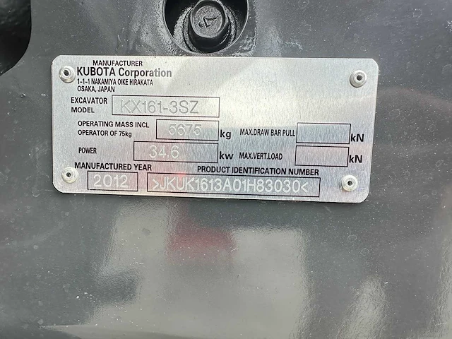 Kubota - 2012 - kx161-3sz - midigraafmachine - afbeelding 36 van  41