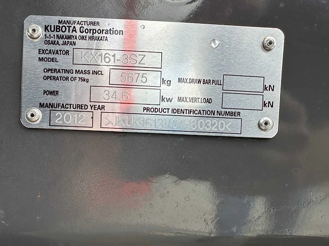 Kubota - 2012 - kx161-3sz - midigraafmachine - afbeelding 35 van  40