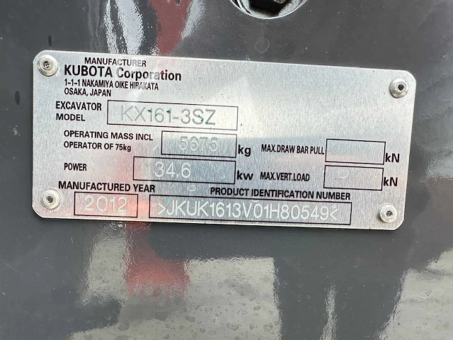 Kubota - 2012 - kx161-3sz - midigraafmachine - afbeelding 38 van  43