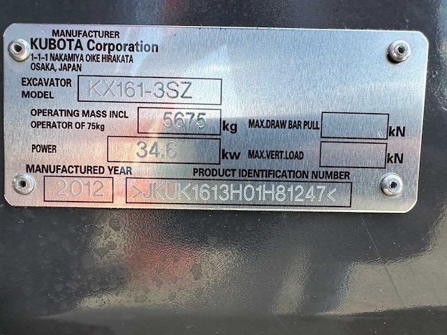 Kubota - 2012 - kx161-3sz - midigraafmachine - afbeelding 33 van  39