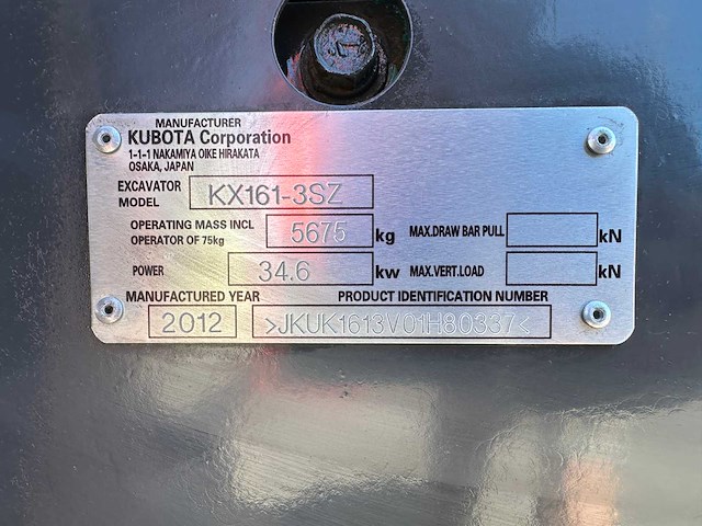 Kubota - 2012 - kx161-3sz - midigraafmachine - afbeelding 29 van  34