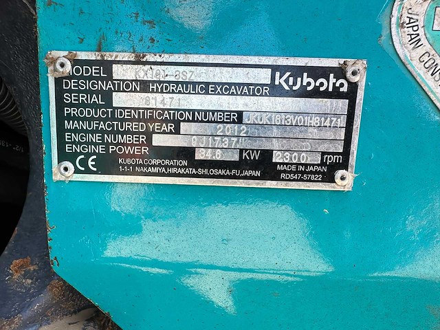 Kubota - 2012 - kx161-3sz - midigraafmachine - afbeelding 35 van  40