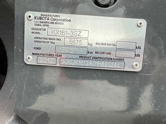 Kubota - 2012 - kx161-3sz - midigraafmachine - afbeelding 35 van  38