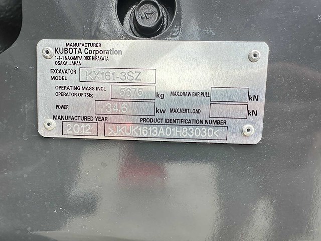 Kubota - 2012 - kx161-3sz - midigraafmachine - afbeelding 36 van  41