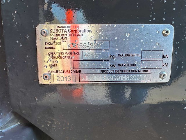 Kubota - 2013 - kx155-3sz - midigraafmachine - afbeelding 9 van  39