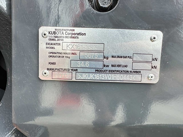 Kubota - 2013 - kx161-3sz - midigraafmachine - afbeelding 32 van  38