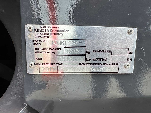 Kubota - 2013 - kx161-3sz - midigraafmachine - afbeelding 31 van  36