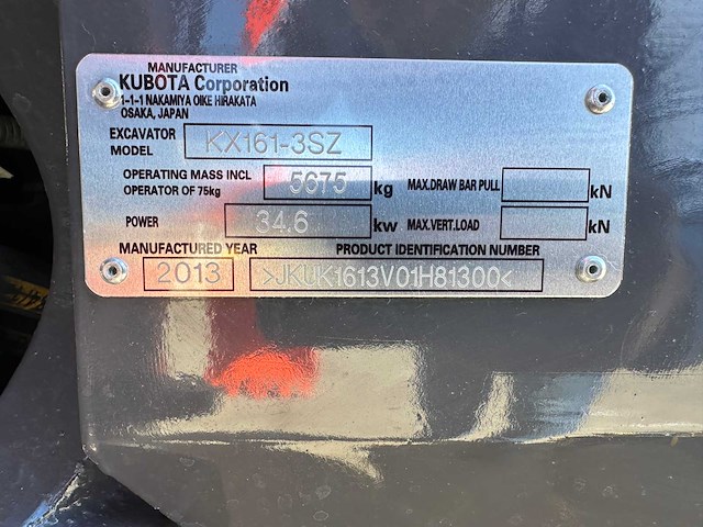 Kubota - 2013 - kx161-3sz - midigraafmachine - afbeelding 49 van  49