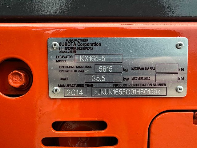 Kubota - 2014 - kx 165-5 - midigraafmachine - afbeelding 36 van  41