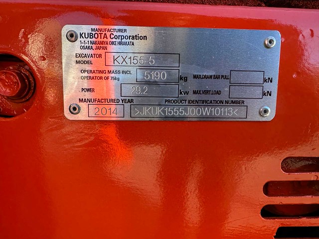Kubota - 2014 - kx155-5 - midigraafmachine - afbeelding 36 van  41