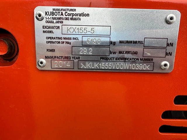 Kubota - 2014 - kx155-5 - midigraafmachine - afbeelding 17 van  17