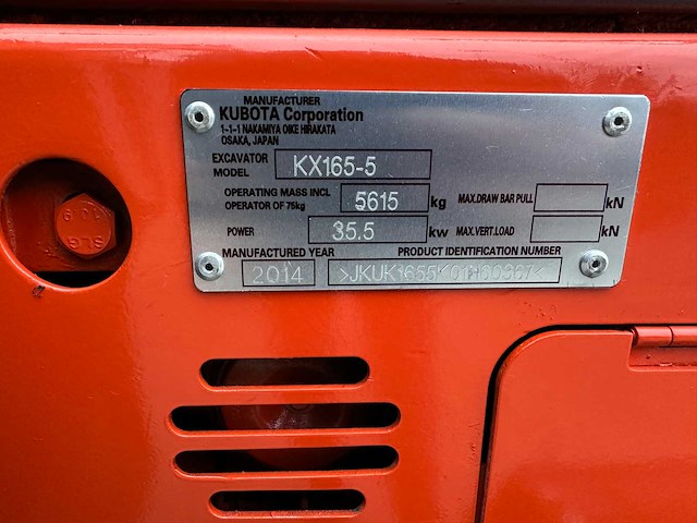 Kubota - 2014 - kx165-5 - midigraafmachine - afbeelding 35 van  41