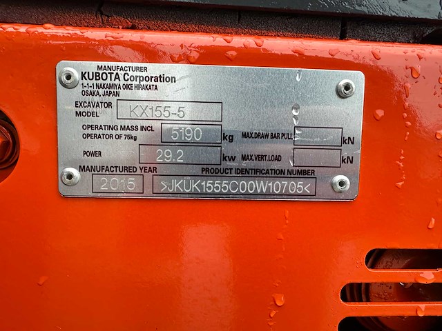 Kubota - 2015 - kx155-5 - midigraafmachine - afbeelding 35 van  40