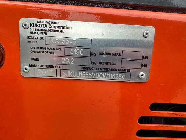 Kubota - 2015 - kx155-5 - midigraafmachine - afbeelding 28 van  30