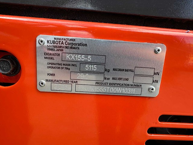 Kubota - 2015 - kx155-5 - midigraafmachine - afbeelding 9 van  9