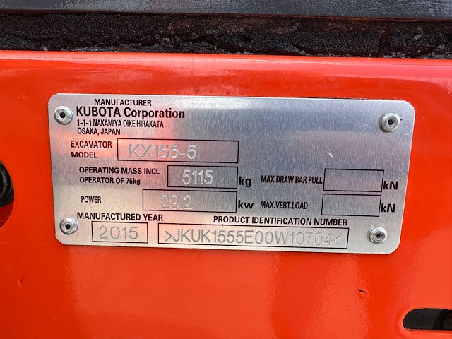 Kubota - 2015 - kx155-5 - midigraafmachine - afbeelding 33 van  38
