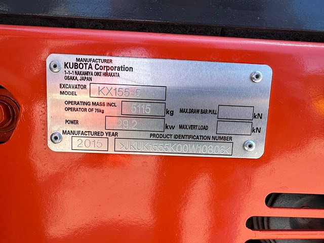 Kubota - 2015 - kx155-5 - midigraafmachine - afbeelding 2 van  2