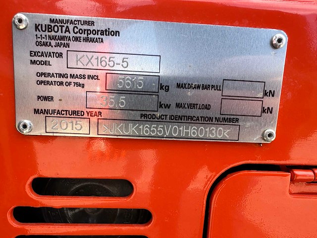 Kubota - 2015 - kx165-5 - midigraafmachine - afbeelding 35 van  40