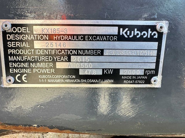 Kubota - 2015 - kx185-3 - midigraafmachine - afbeelding 35 van  40